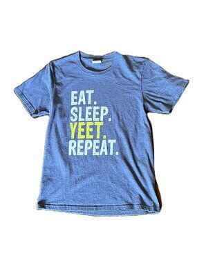 Boys Port & Company Eat. Sleep. Yeet. Repeat. Dark Blue/Gray Tee, Size Youth M